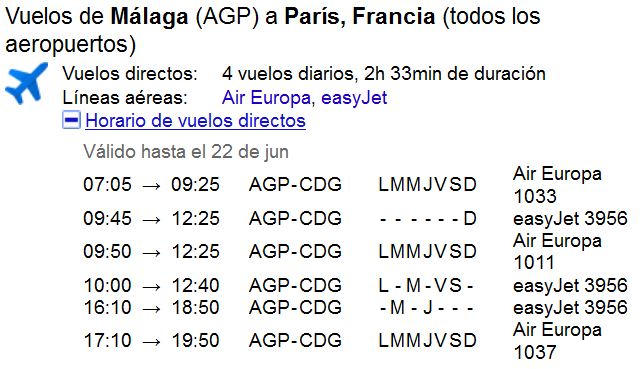 Google ofrece los horarios de los vuelos en los resultados de búsqueda Google ofrece los horarios de los vuelos en los resultados de búsqueda