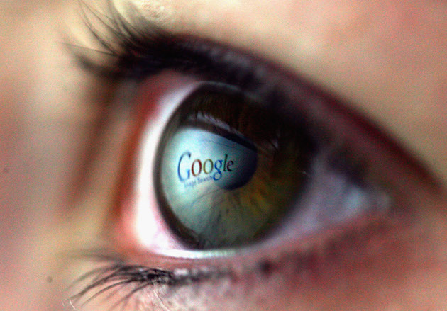 Websites reflected in girls eye