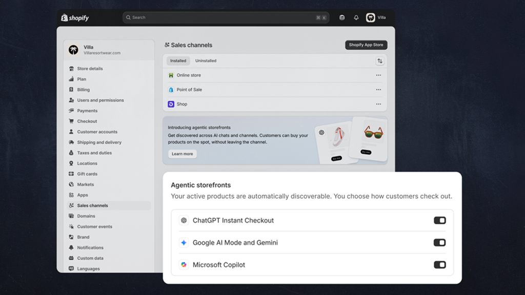 Shopify Agentic Commerce - Admin View